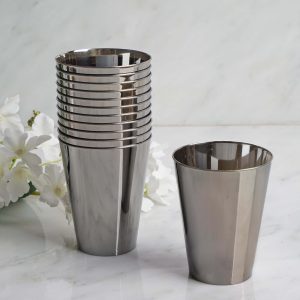 12-Pack Plastic Party Cups 7oz Sleek Chrome Silver - Disposable Drinkware for Events - 1 Pack of 12 Cups